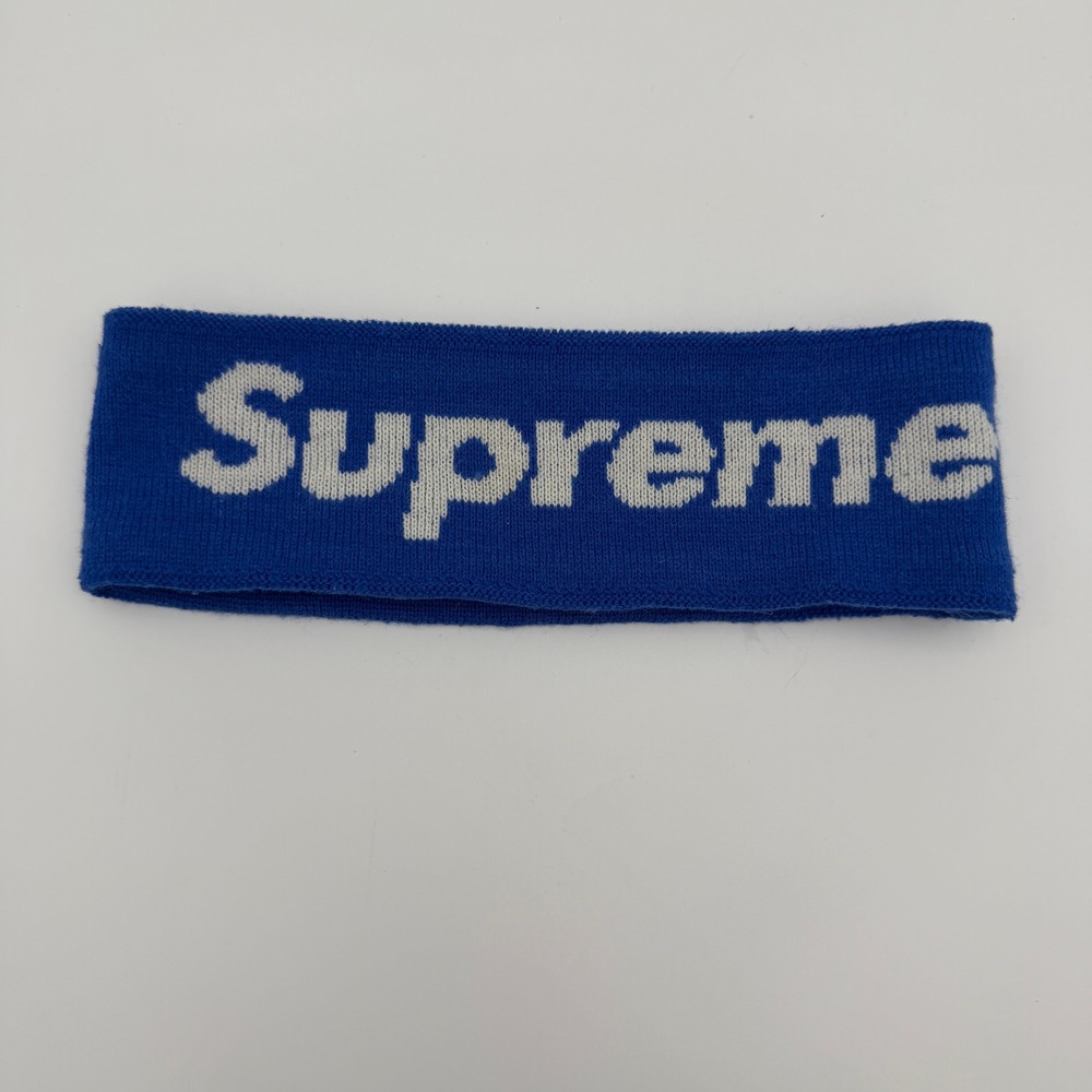 Supreme New Era head band royal blue athletic gym workout logo adult